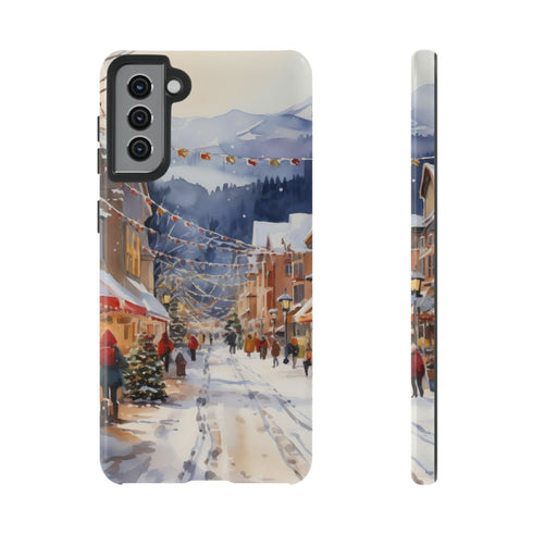 Bustling Victorian Christmas Market - Impact Resistant Phone Case Samsung Galaxy S21 Plus Glossy